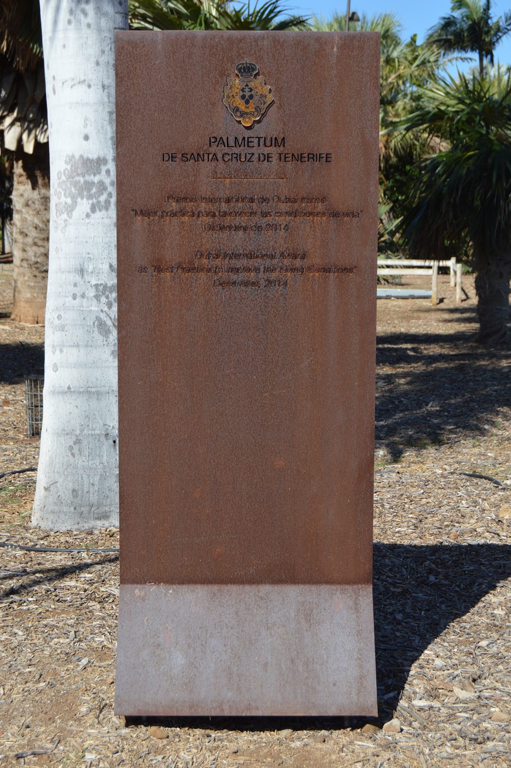 Monolito Conmemorativo, Palmetum Tenerife