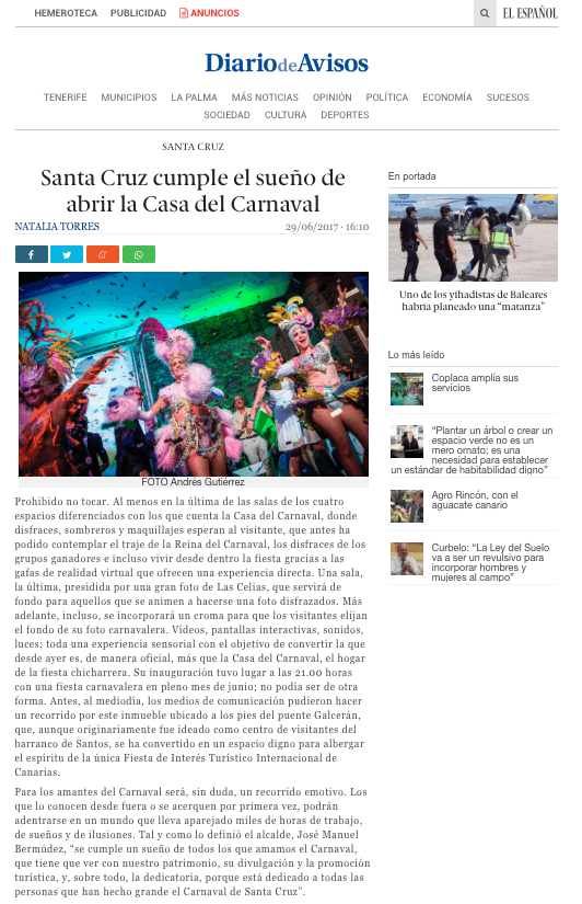 Diario de Avisos, Casa del Carnaval, Publexcan